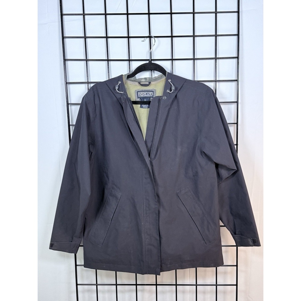 Lands' End Hooded Windbreaker Jacket Womens S Blue Casual Spring Packable Travel